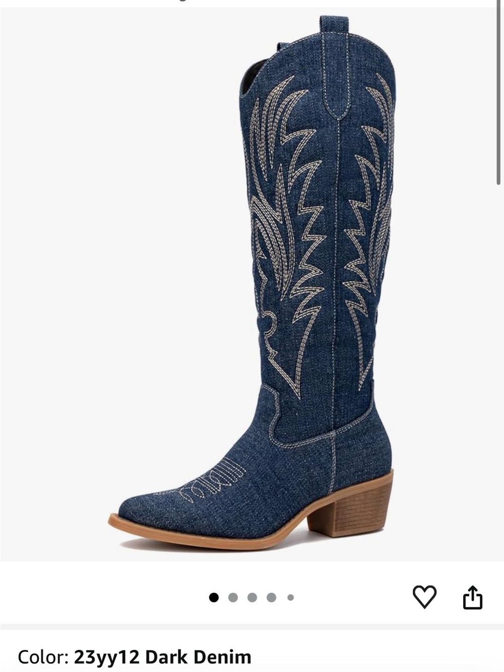 Amazon Dark Denim Blue Over-the-Knee Western Boots